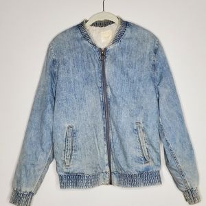 American Eagle Sherpa Lined Denim Bomber